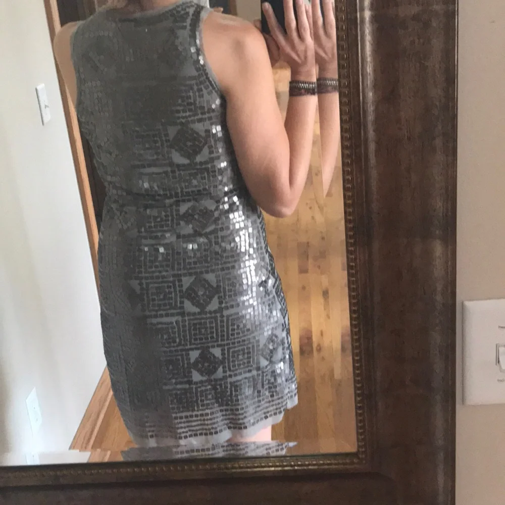 Champagne / Brushed Silver sequin mini dress | Max Studio | M | NWOT - Picture 6 of 8